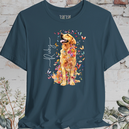 Golden Retriever #5 Floral Butterfly T shirt