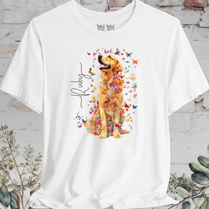 Golden Retriever #5 Floral Butterfly T shirt
