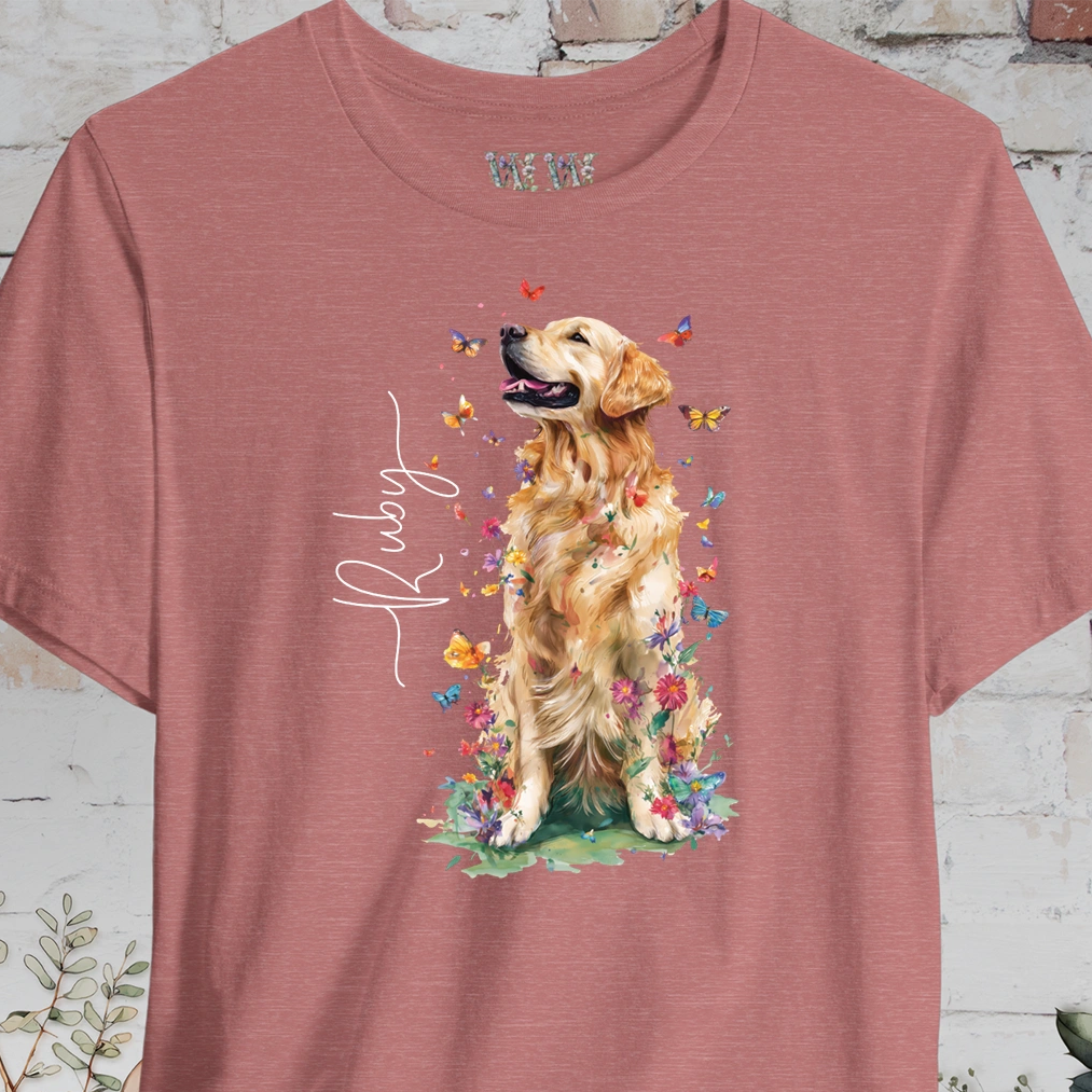 Golden Retriever #6 Floral Butterfly T shirt