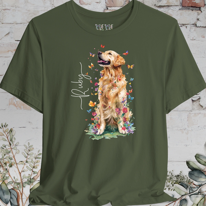 Golden Retriever #6 Floral Butterfly T shirt