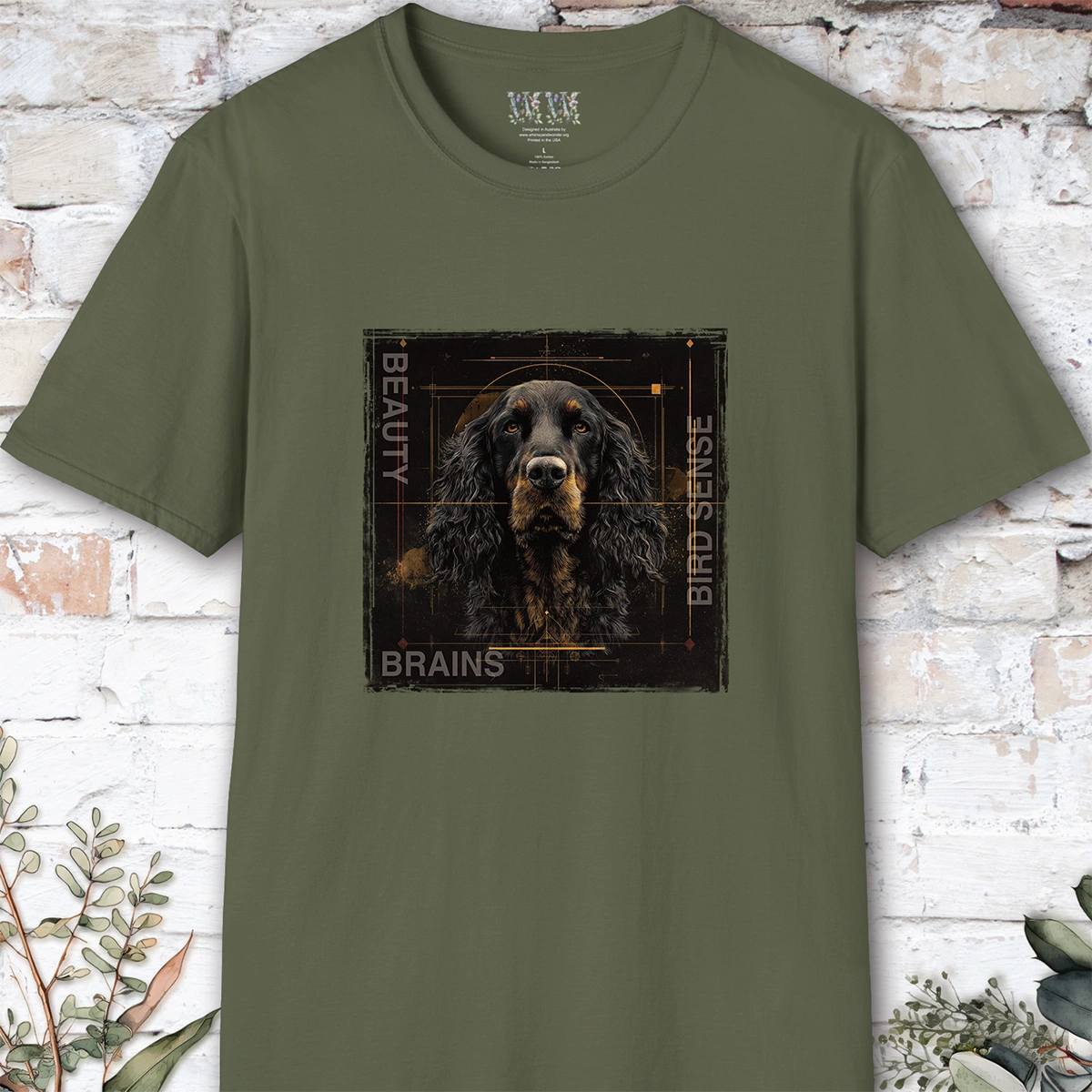 Gordon Setter Beauty, Brains & Bird Sense, unisex T Shirt