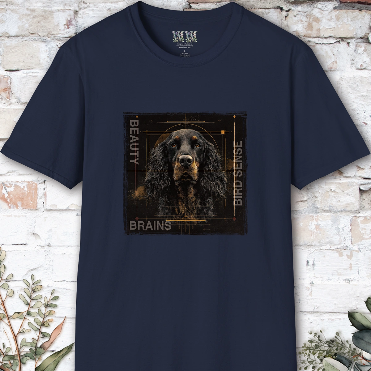 Gordon Setter Beauty, Brains & Bird Sense, unisex T Shirt
