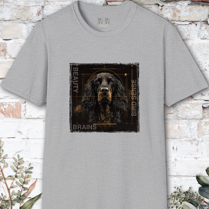 Gordon Setter Beauty, Brains & Bird Sense, unisex T Shirt