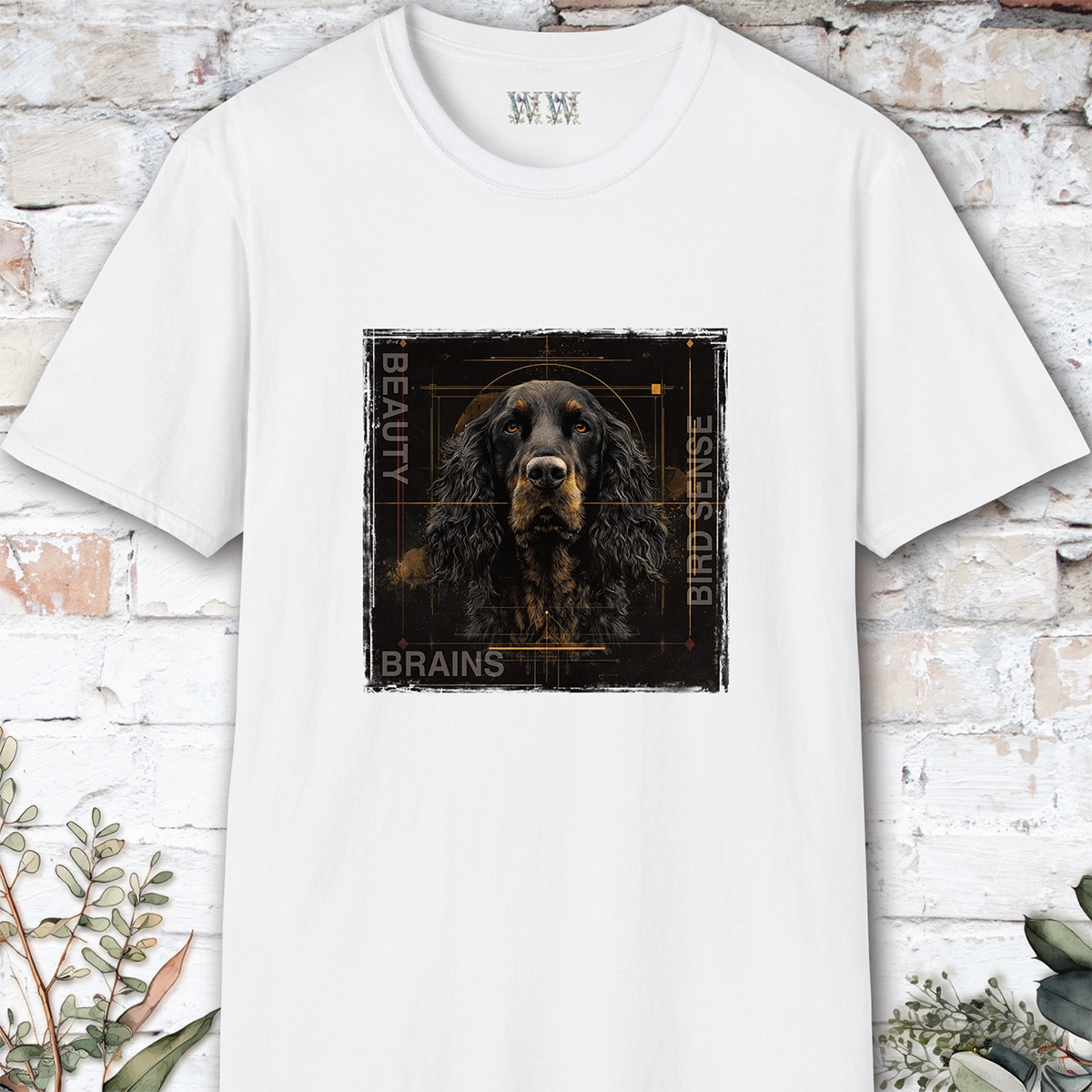 Gordon Setter Beauty, Brains & Bird Sense, unisex T Shirt