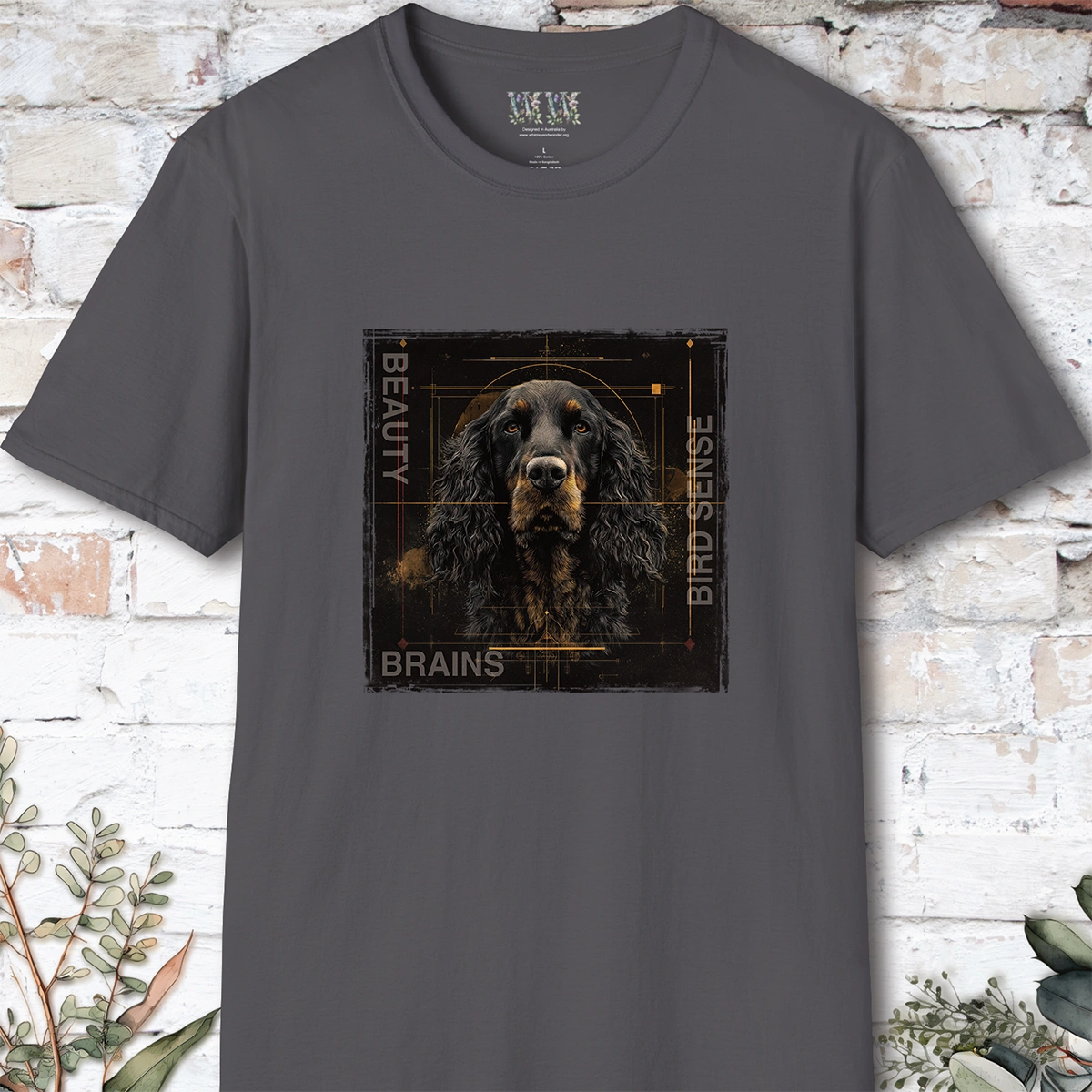 Gordon Setter Beauty, Brains & Bird Sense, unisex T Shirt