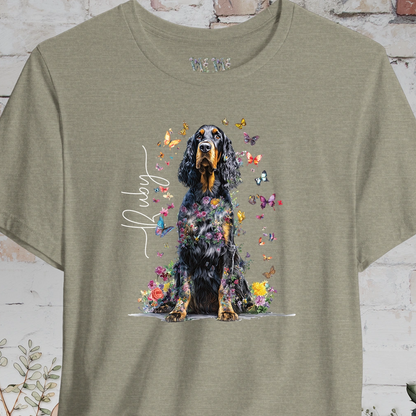 Gordon Setter Personalised Floral Butterfly T Shirt