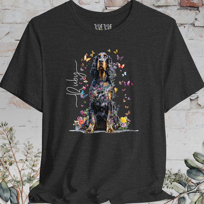 Gordon Setter Personalised Floral Butterfly T Shirt