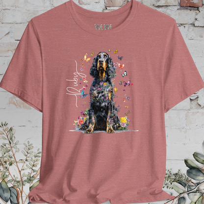 Gordon Setter Personalised Floral Butterfly T Shirt