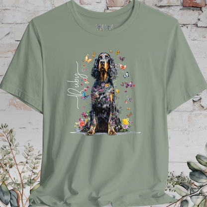 Gordon Setter Personalised Floral Butterfly T Shirt