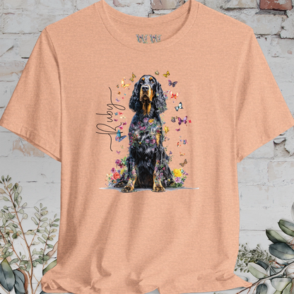Gordon Setter Personalised Floral Butterfly T Shirt