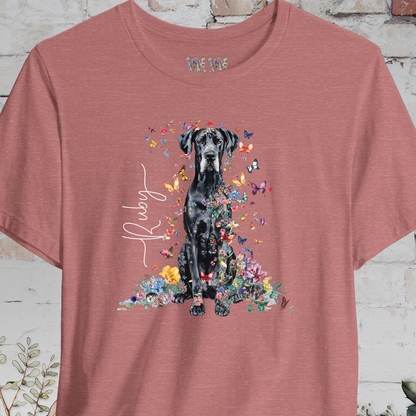 Great Dane #2 Floral Butterfly T shirt