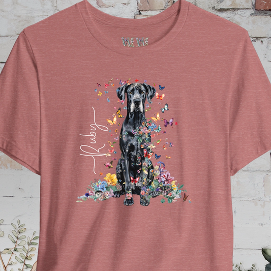 Great Dane #2 Floral Butterfly T shirt