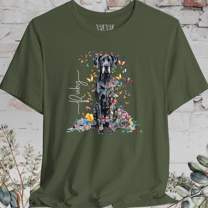 Great Dane #2 Floral Butterfly T shirt