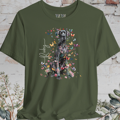 Great Dane #3 Floral Butterfly T shirt