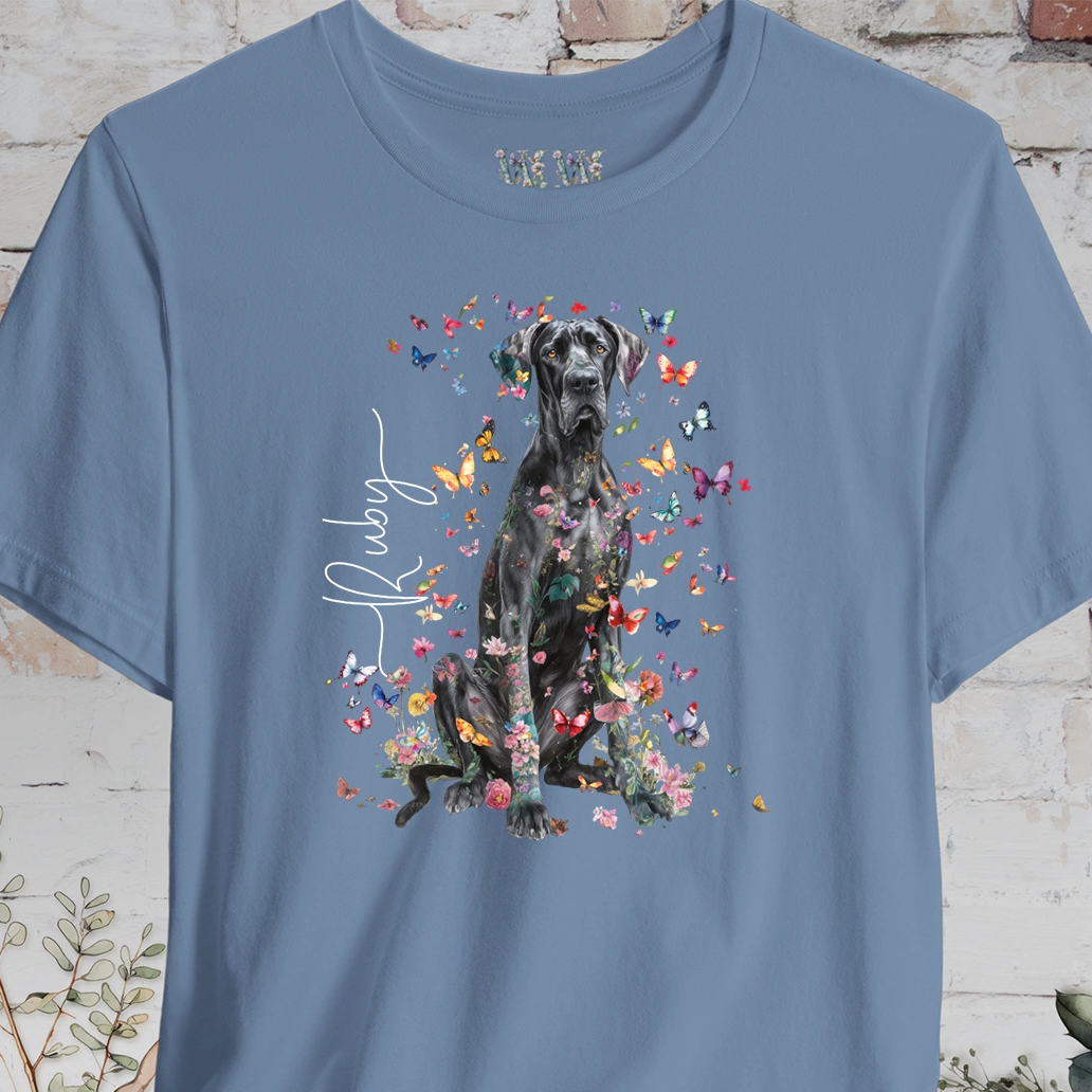 Great Dane #3 Floral Butterfly T shirt