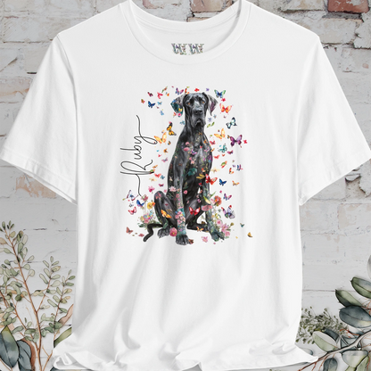 Great Dane #3 Floral Butterfly T shirt