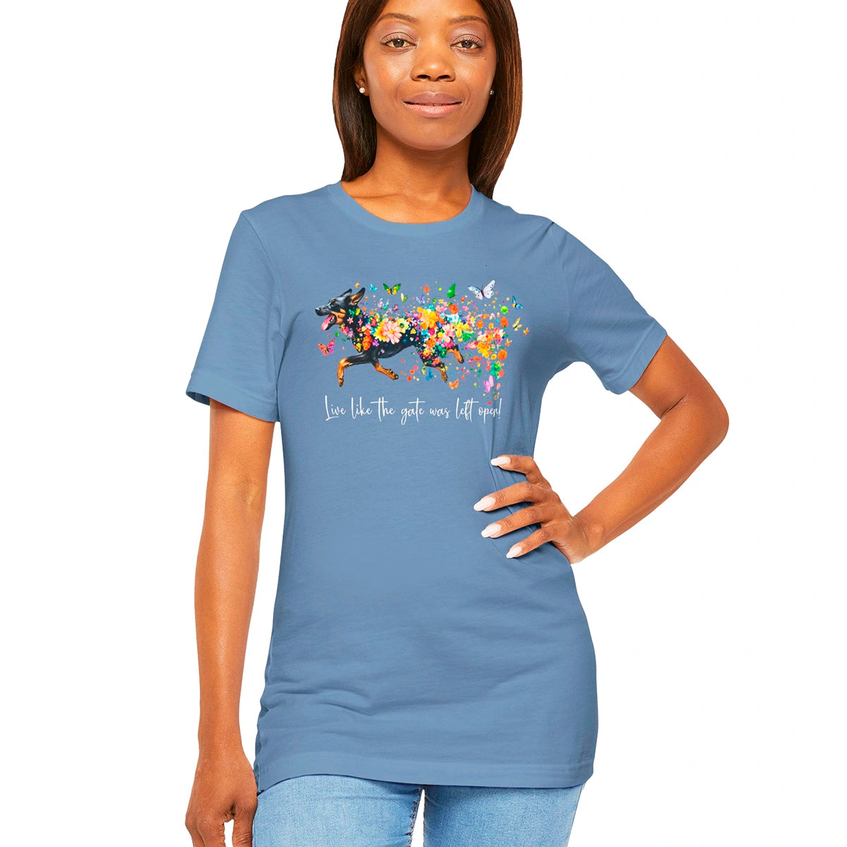 Kelpie #2 "Live like the gate was left open" Unisex T shirt