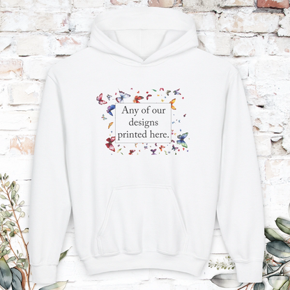 YOUTH HOODED SWEATER - Any of our designs.