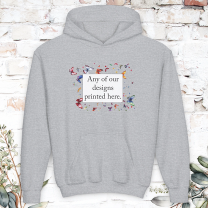 YOUTH HOODED SWEATER - Any of our designs.