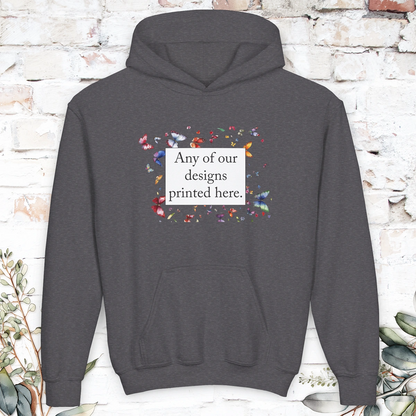 YOUTH HOODED SWEATER - Any of our designs.