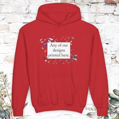 YOUTH HOODED SWEATER - Any of our designs.