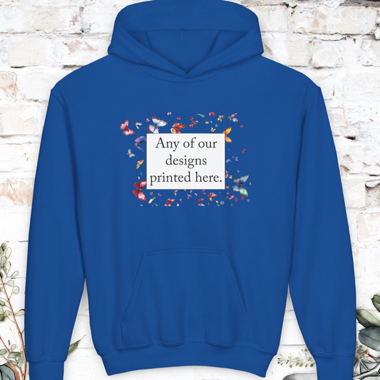 YOUTH HOODED SWEATER - Any of our designs.