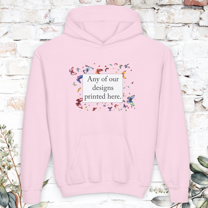 YOUTH HOODED SWEATER - Any of our designs.