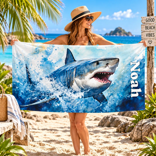 Megalodon #1 Personalised Beach Towels