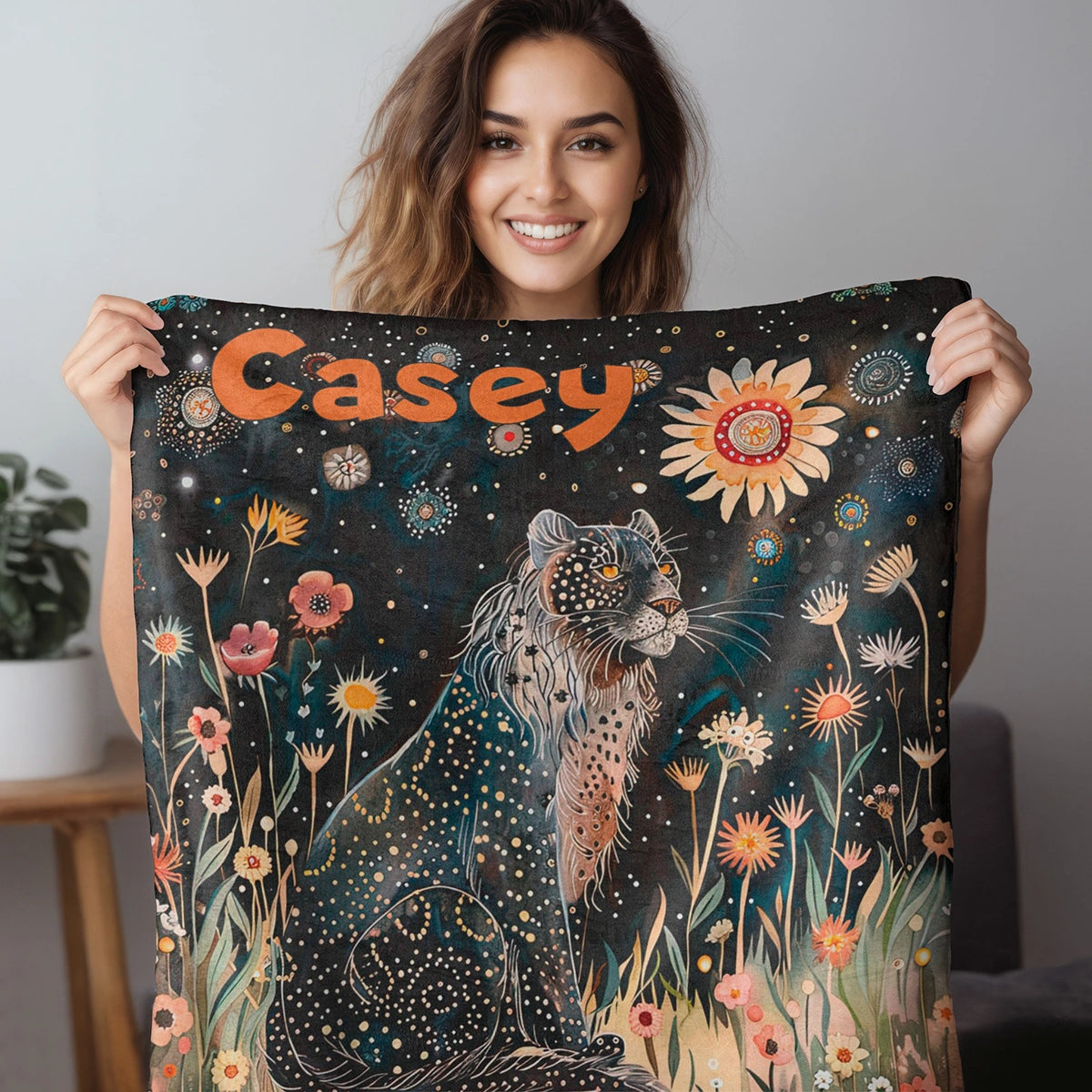 Black Panther Starry Night Personalised Soft Polyester Blanket