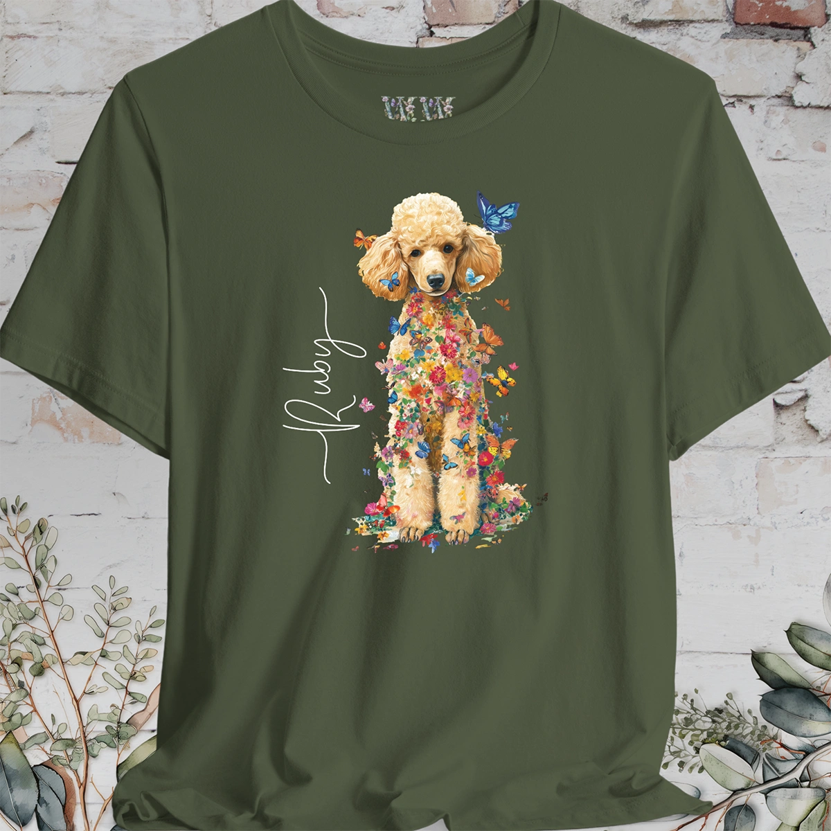 Poodle #3 Floral Personalized T shirt