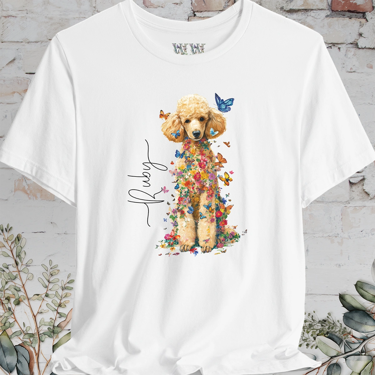 Poodle #3 Floral Personalized T shirt