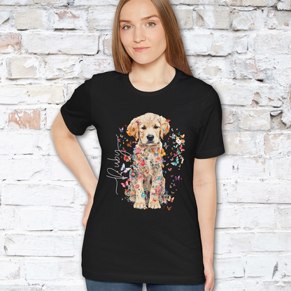 Golden Retriever Puppy Floral Personalized T shirt