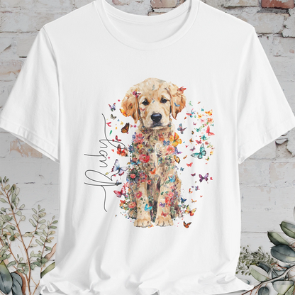 Golden Retriever Puppy Floral Personalized T shirt