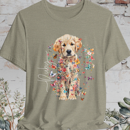 Golden Retriever Puppy Floral Personalized T shirt