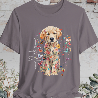 Golden Retriever Puppy Floral Personalized T shirt