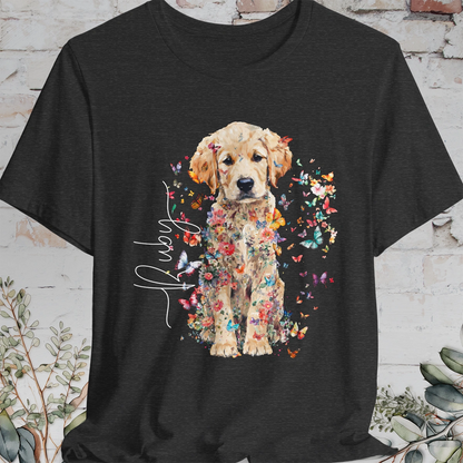 Golden Retriever Puppy Floral Personalized T shirt