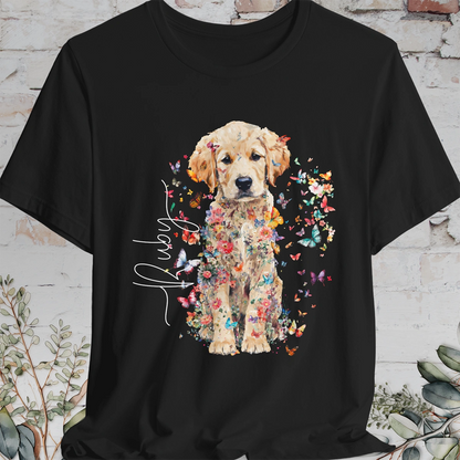 Golden Retriever Puppy Floral Personalized T shirt