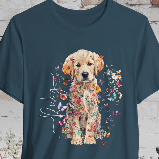 Golden Retriever Puppy Floral Personalized T shirt
