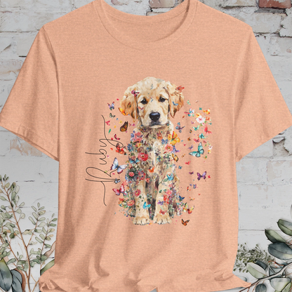 Golden Retriever Puppy Floral Personalized T shirt