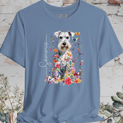 Schnauzer #2 Floral Butterfly personalized unisex T shirt