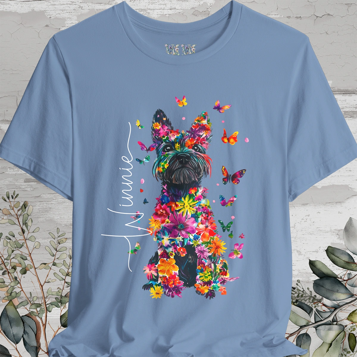 Scottish Terrier Floral Personalized T shirt