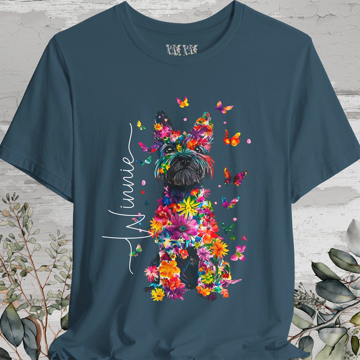 Scottish Terrier Floral Personalized T shirt