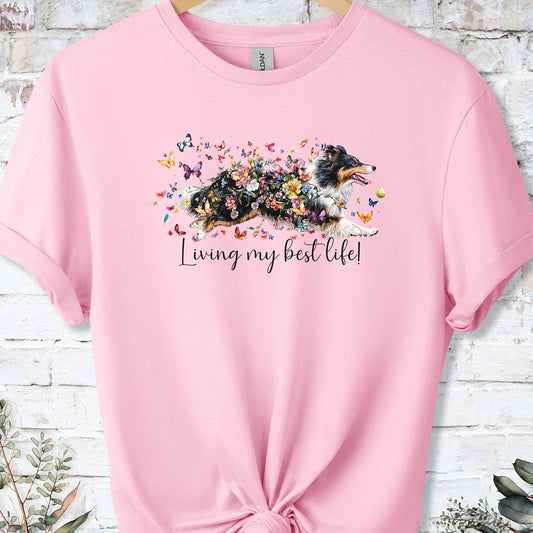 Shetland Sheepdog #2 "Living my best life" unisex T shirt