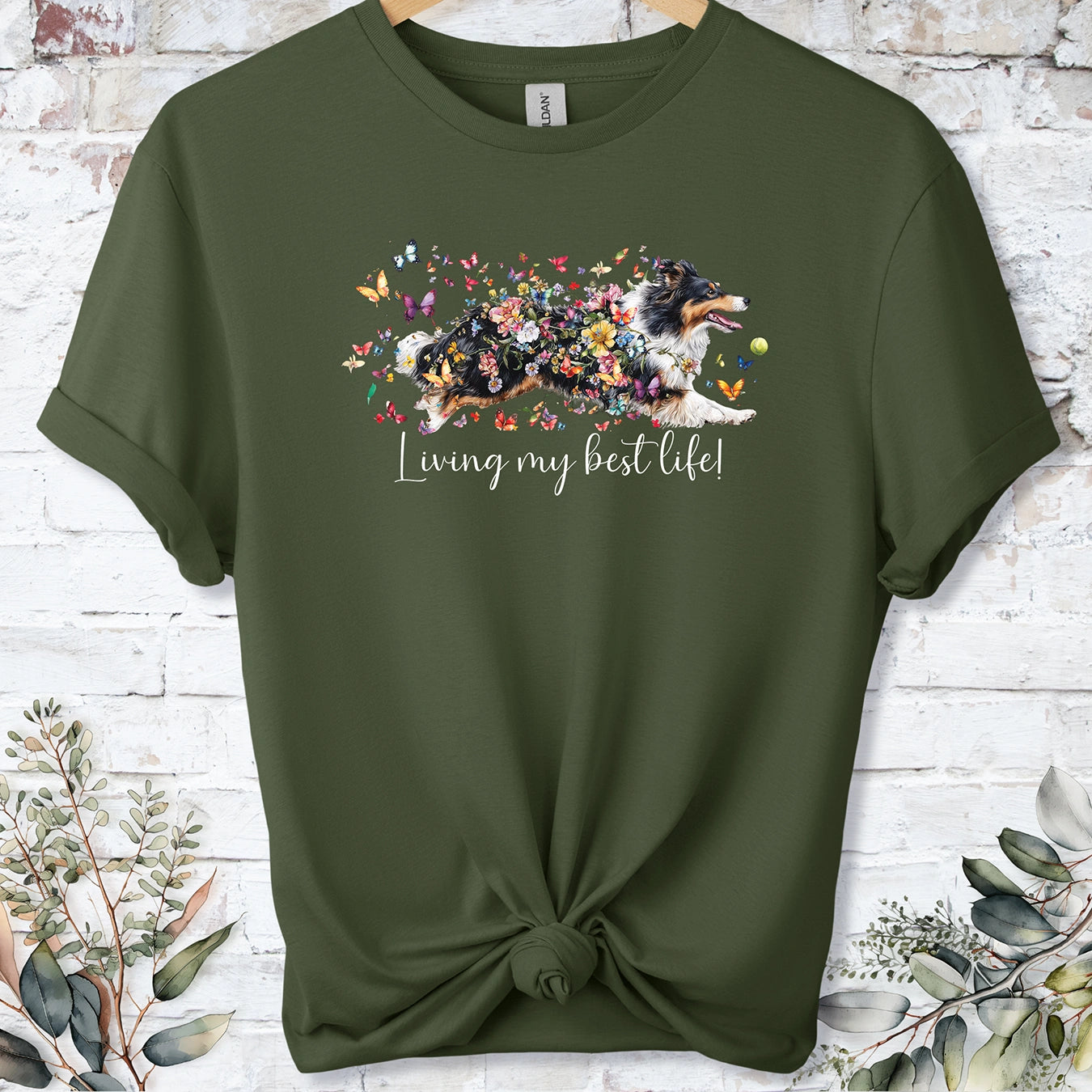 Shetland Sheepdog #2 "Living my best life" unisex T shirt