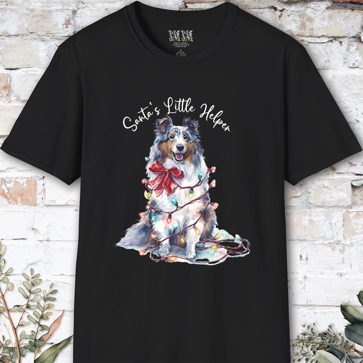 Shetland Sheepdog Santa's little helper. unisex T shirt