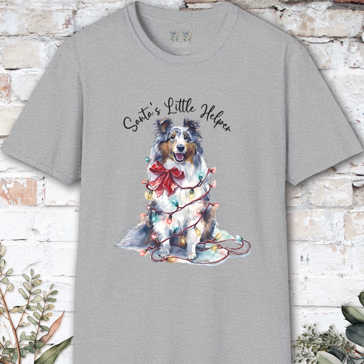 Shetland Sheepdog Santa's little helper. unisex T shirt