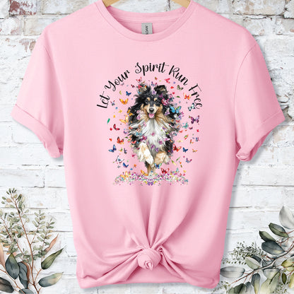 Shetland Sheepdog "Let your spirit run free" unisex T shirt