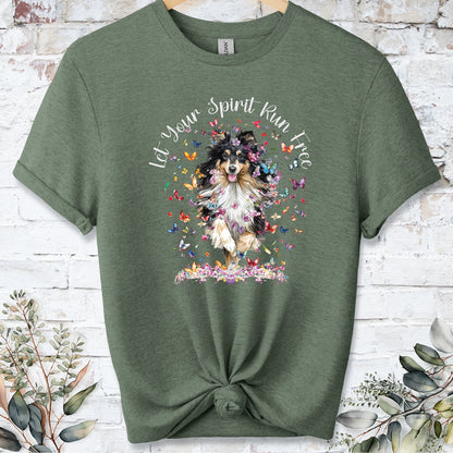 Shetland Sheepdog "Let your spirit run free" unisex T shirt