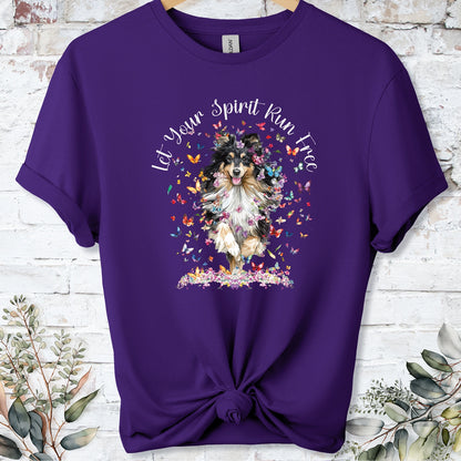 Shetland Sheepdog "Let your spirit run free" unisex T shirt
