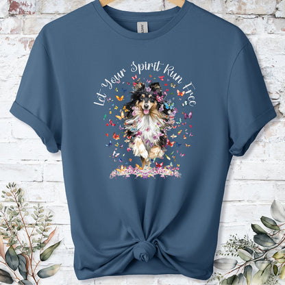 Shetland Sheepdog "Let your spirit run free" unisex T shirt